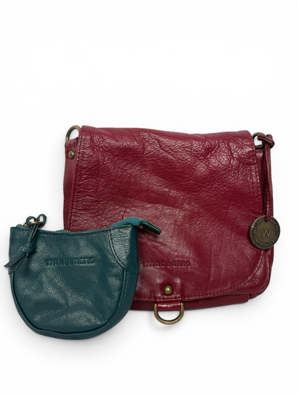 Wanderers Travel Co Leather Crossbody Bag & Coin Pouch Bundle - Missing Strap